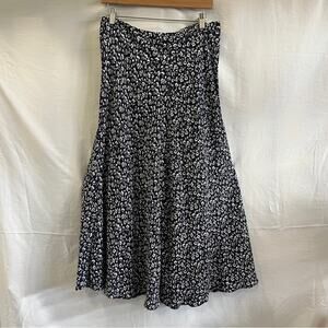F&F Midi Navy Ivory Skirt Womens Size 12 Coquette Prairie Boho Soft Cottagecore
